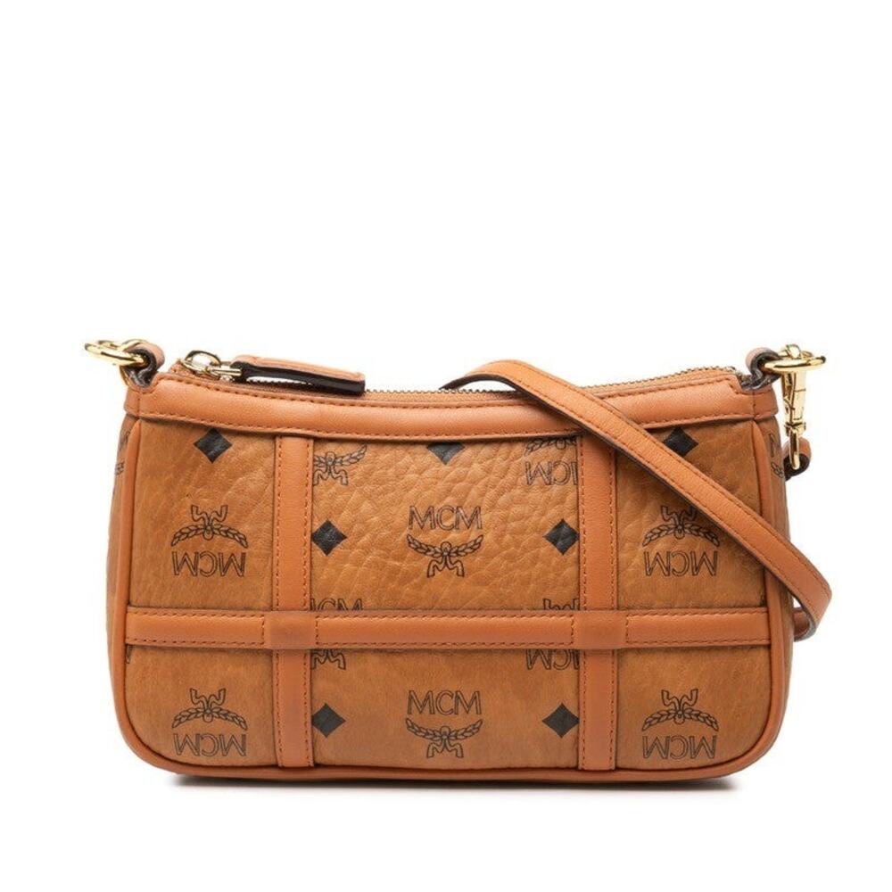 MCM Visetos Logogram Shoulder Bag Cognac Brown